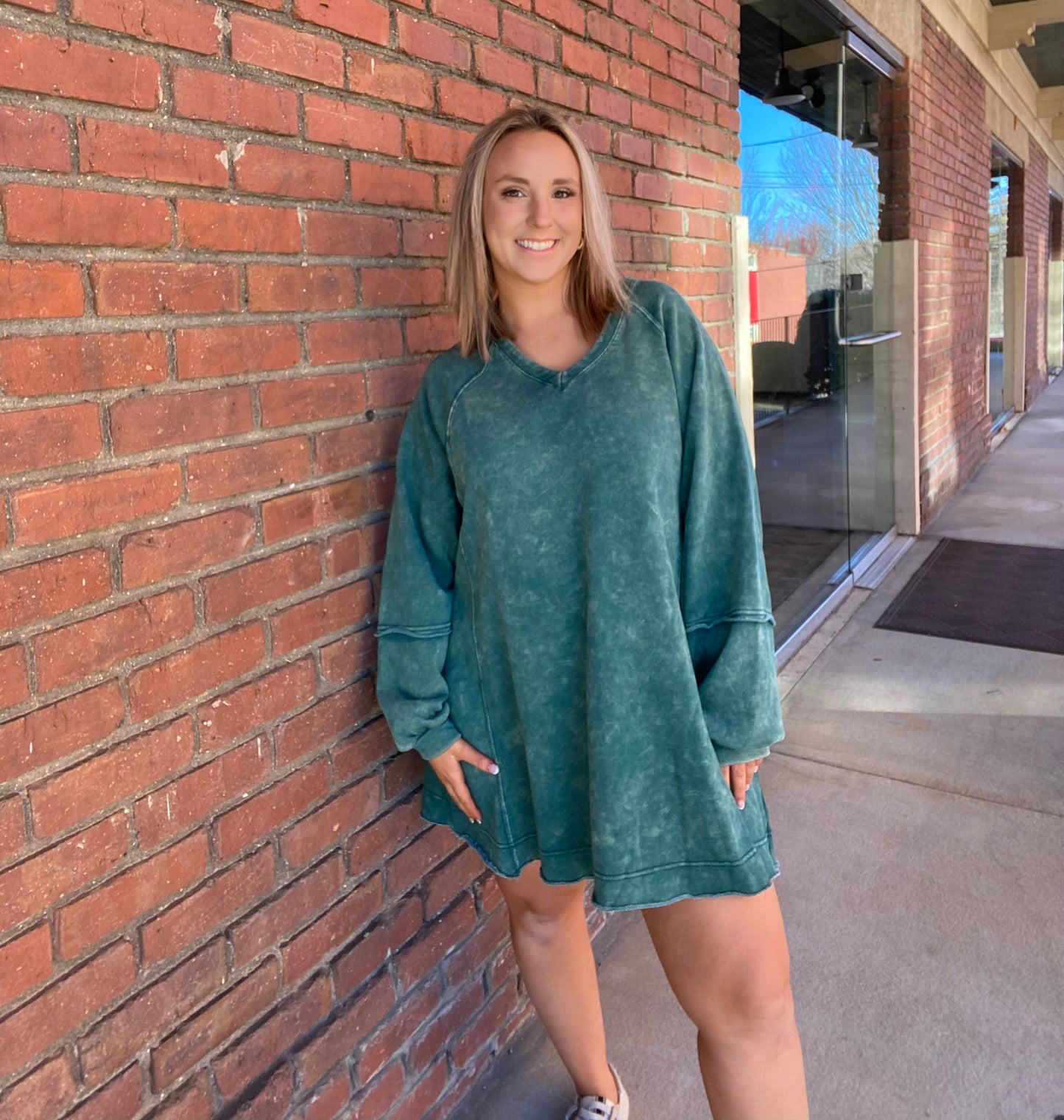 Mineral Washed Oversized A-Line Mini Dress // Forrest