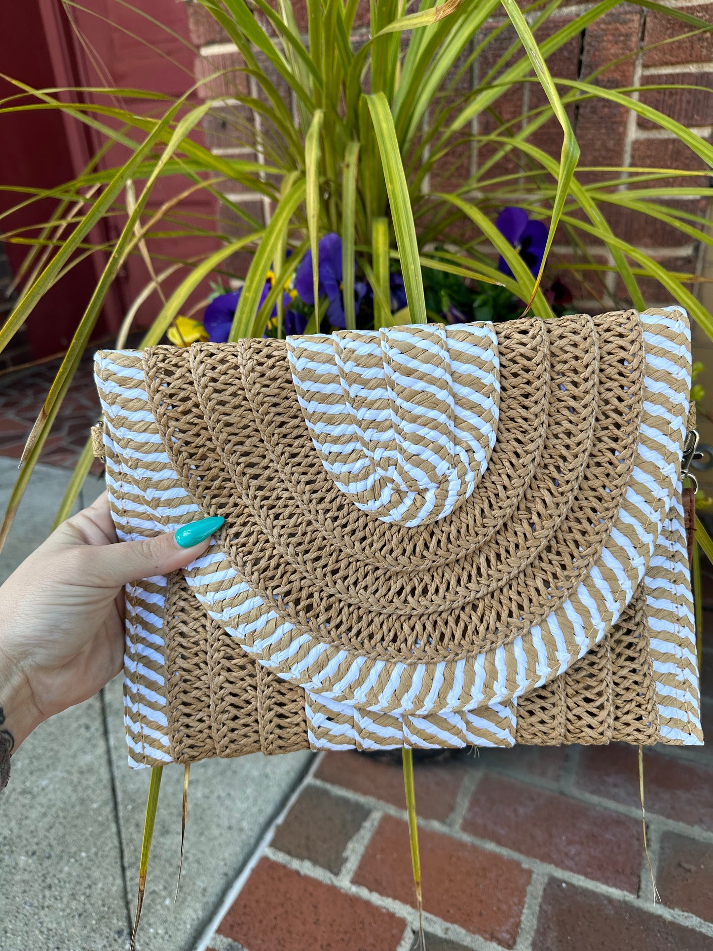 Rattan Crossbody Wristlet Combo