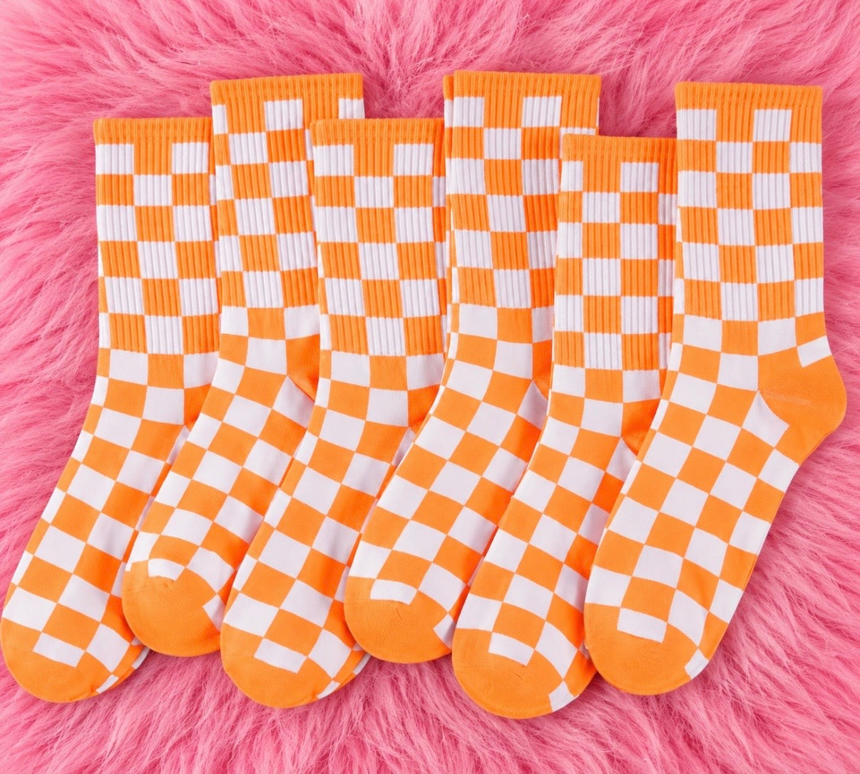 Checkered Socks // Orange