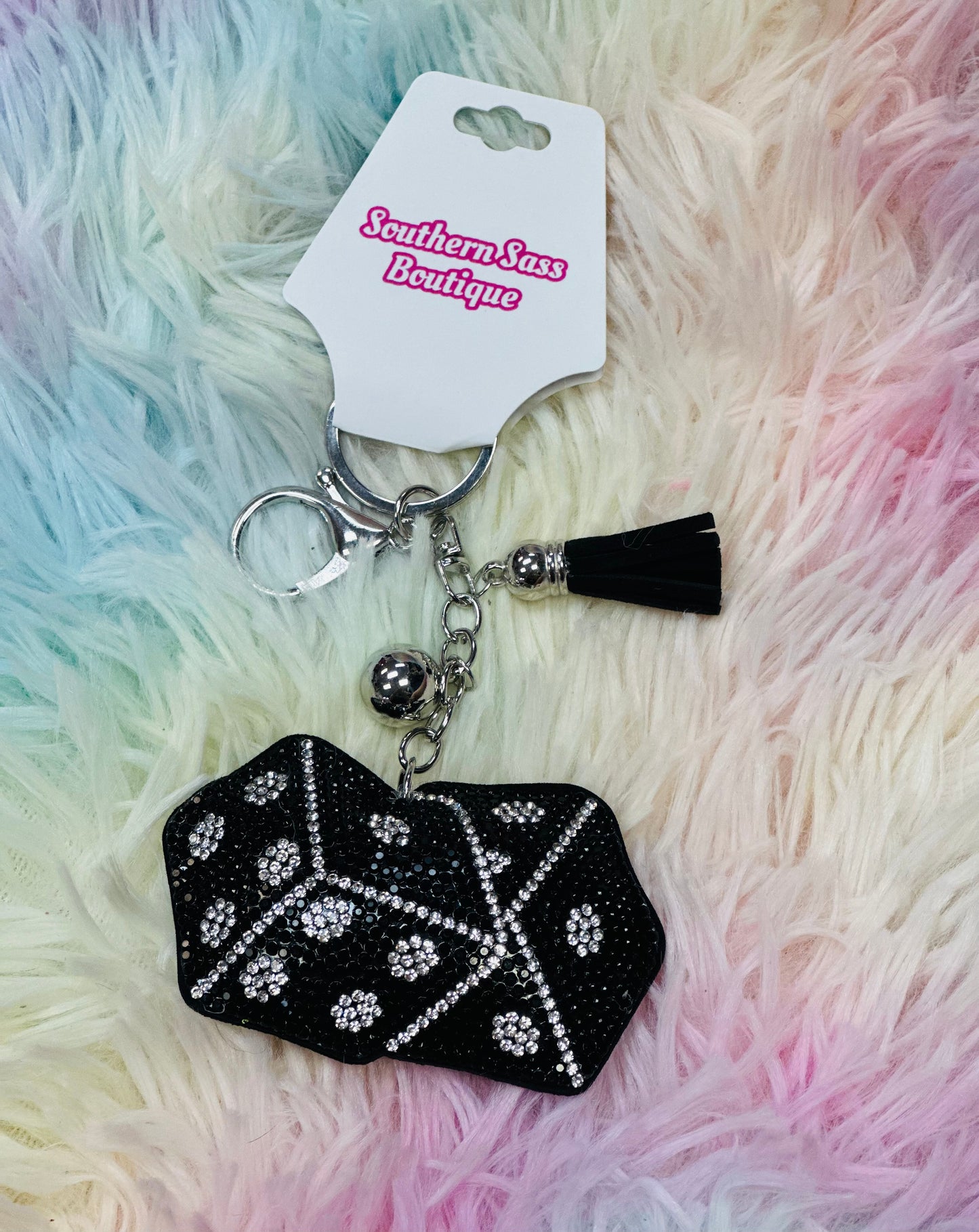 Rhinestone Keychain // Dice