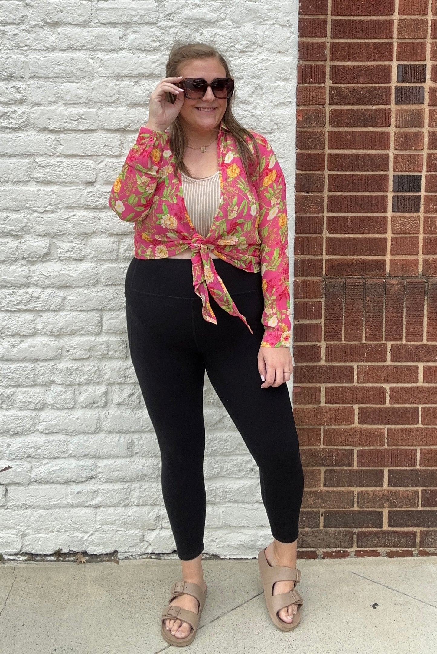 Surplice Floral Print Chiffon Blouse
