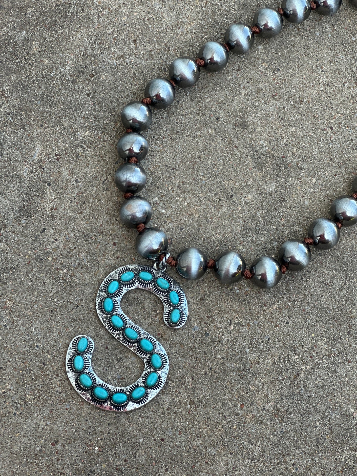 Chunky Turquoise Initial Necklace