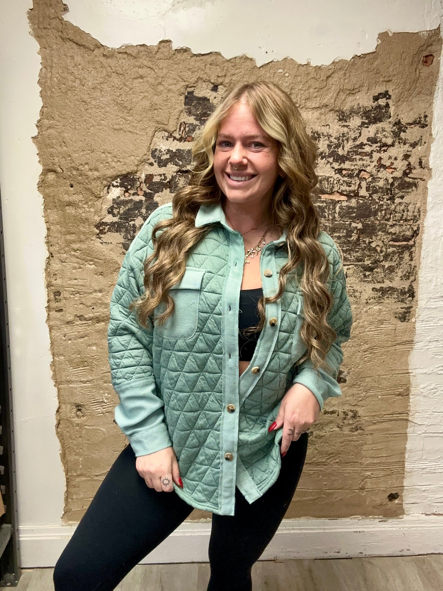 Just Be Honest Shacket // Sage