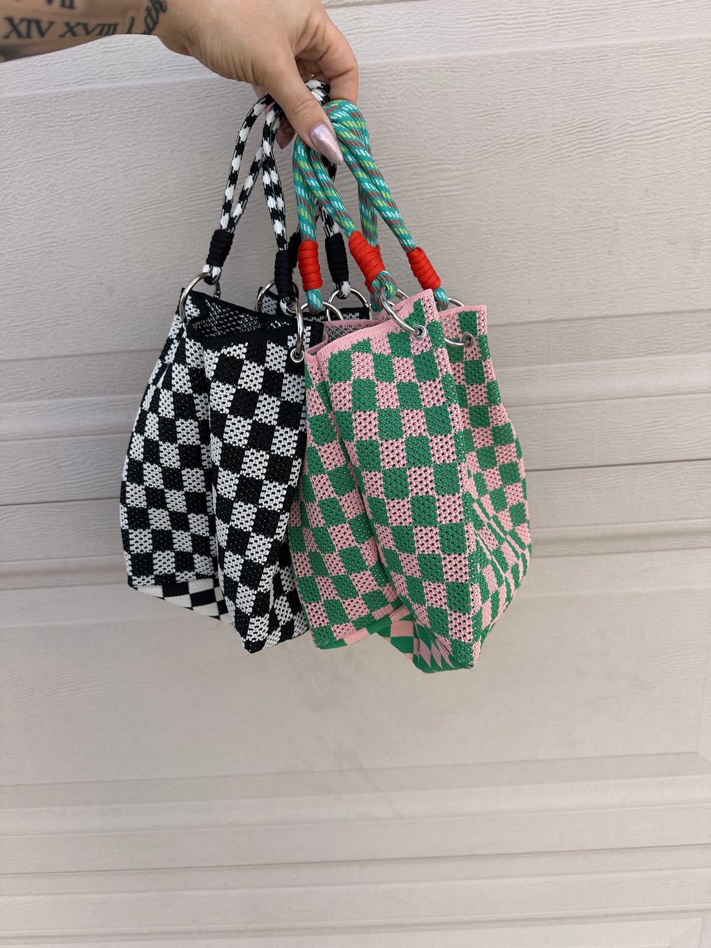 Paracord Mesh Tote // Black-White
