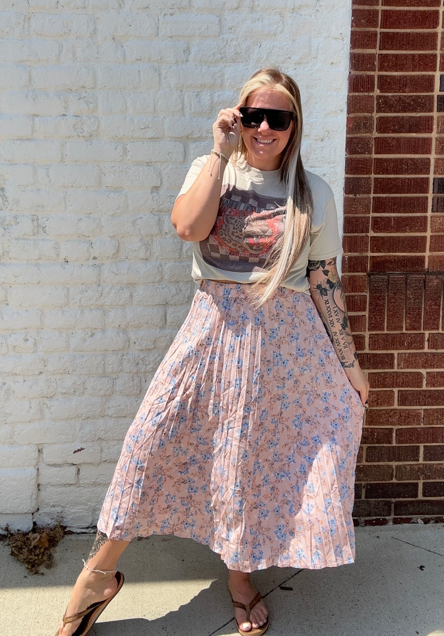 Pleaded Skirt // Baby Blue Floral
