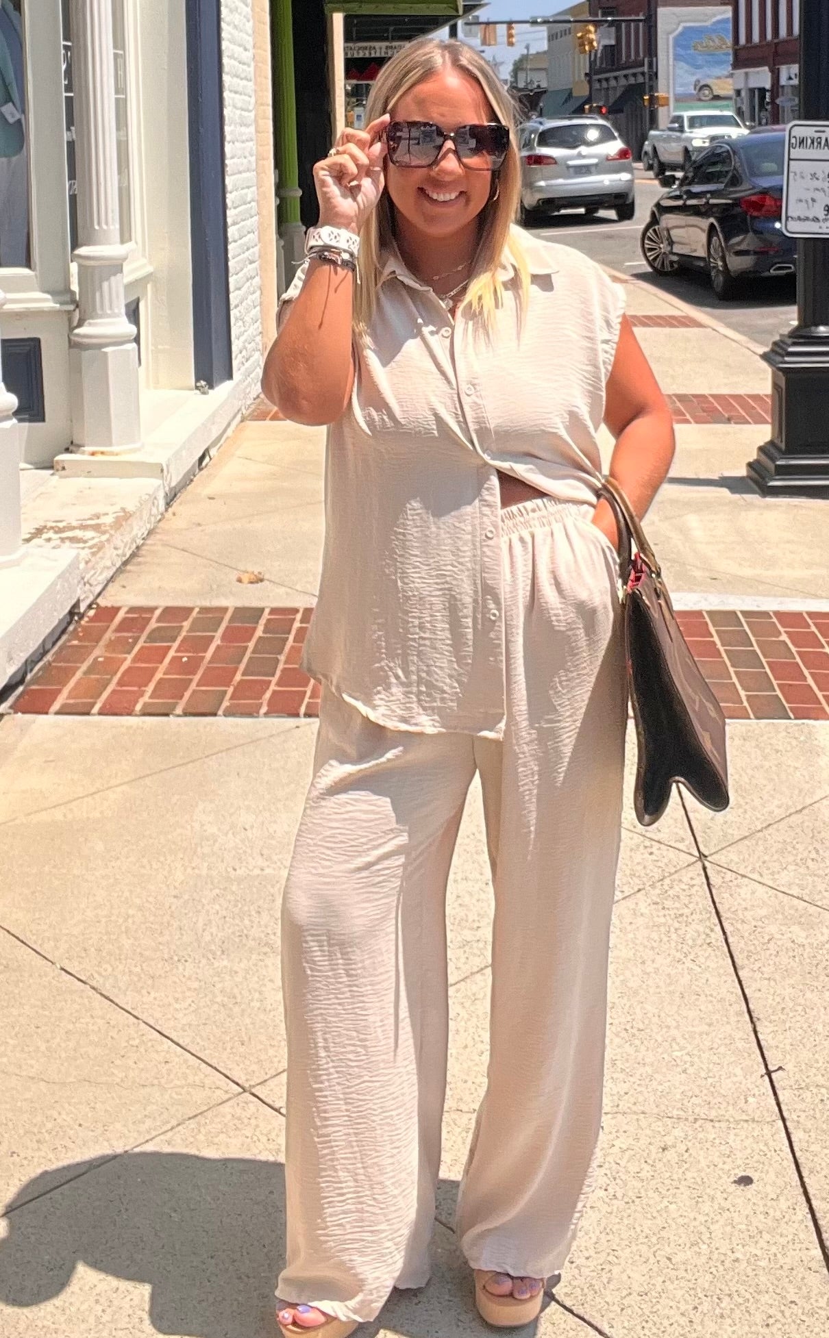 Carolina Waves Button Pants // Cream