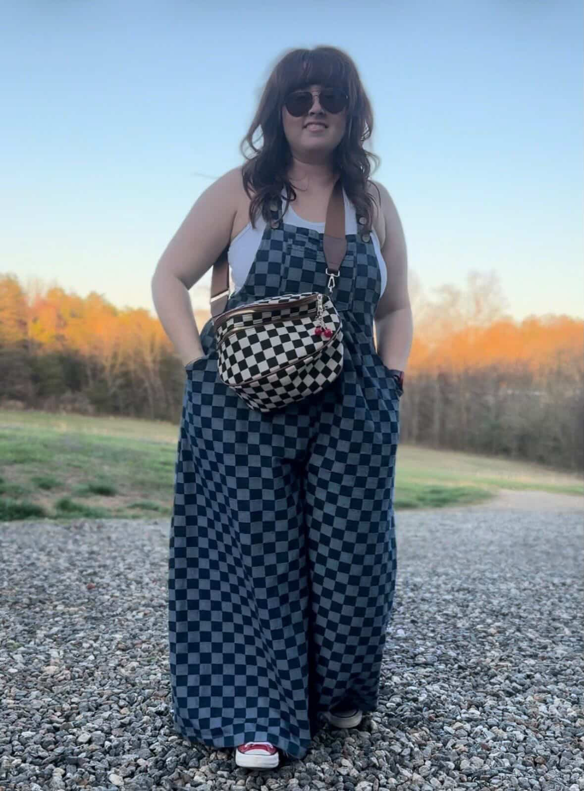 Denim Checkered Overalls