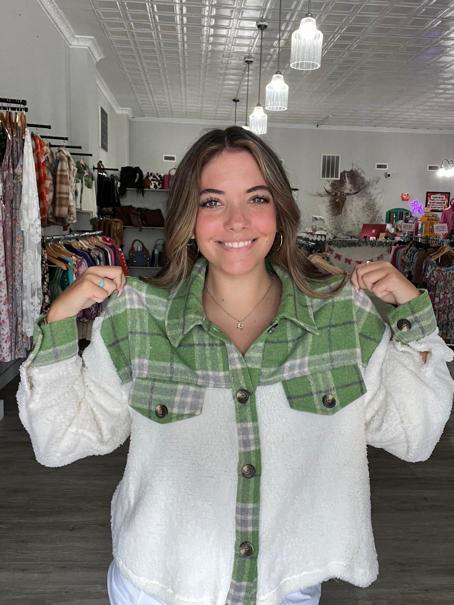Green Plaid Shacket