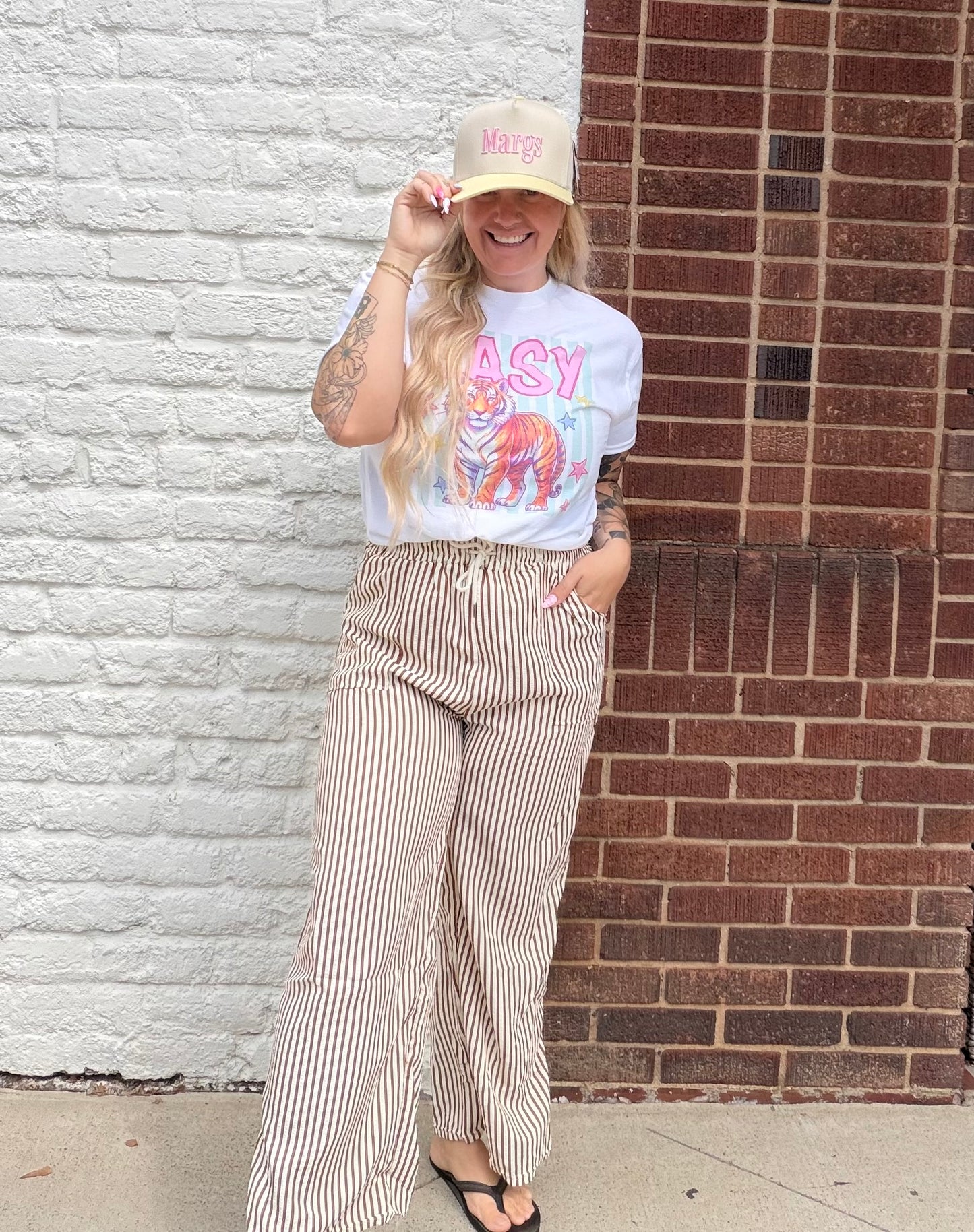 Sandy Shore Striped Pants // Brown