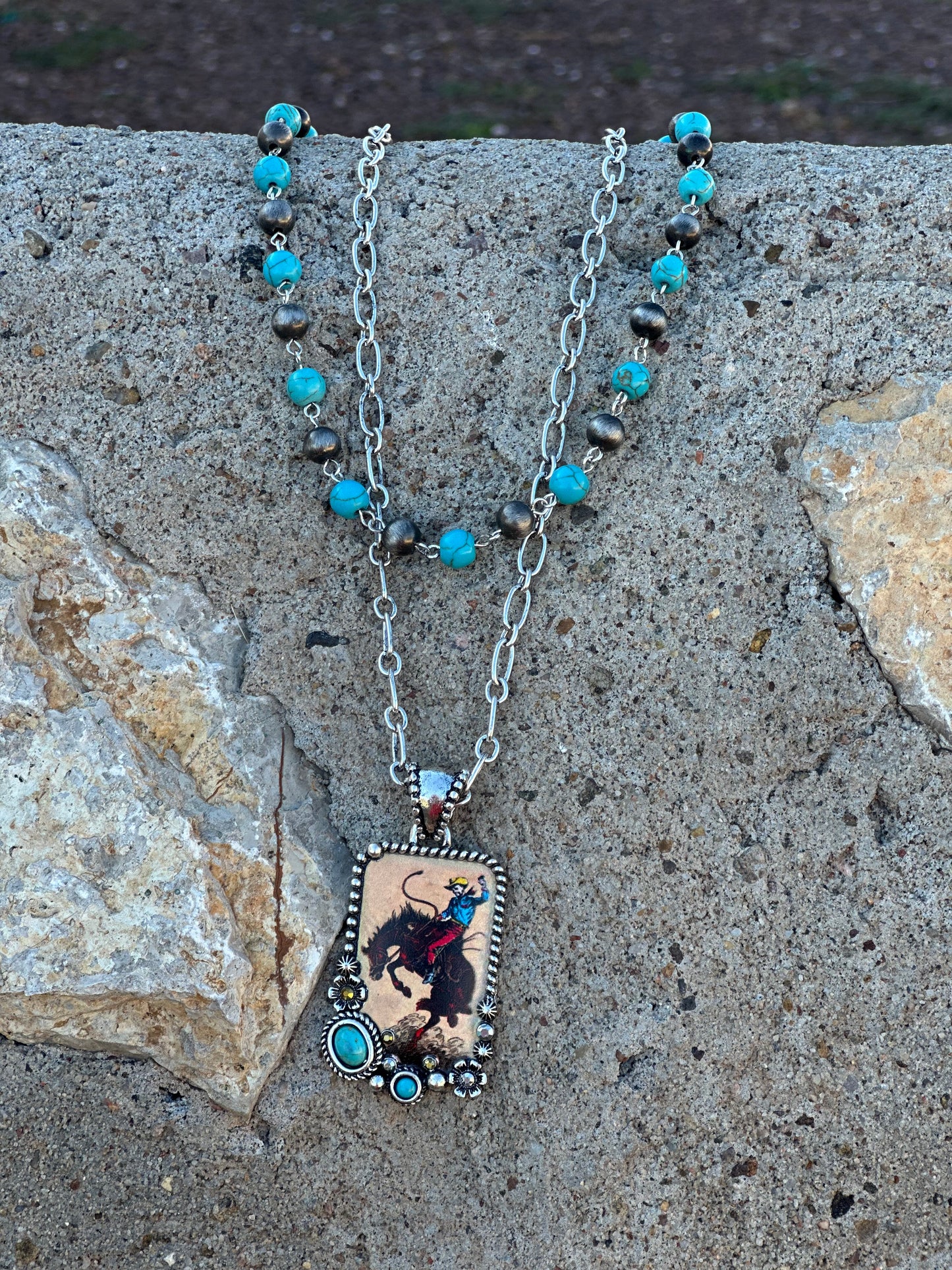 Vintage Bronco Necklace