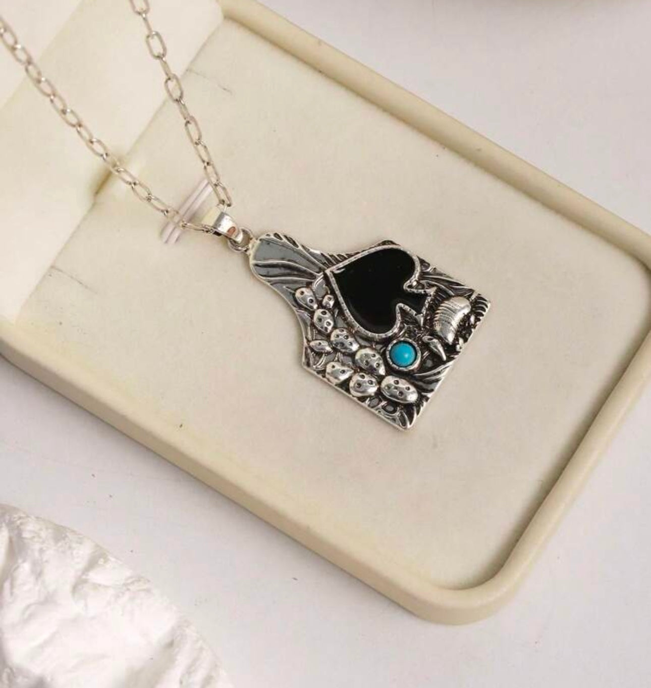 Spade Cow Tag Necklace