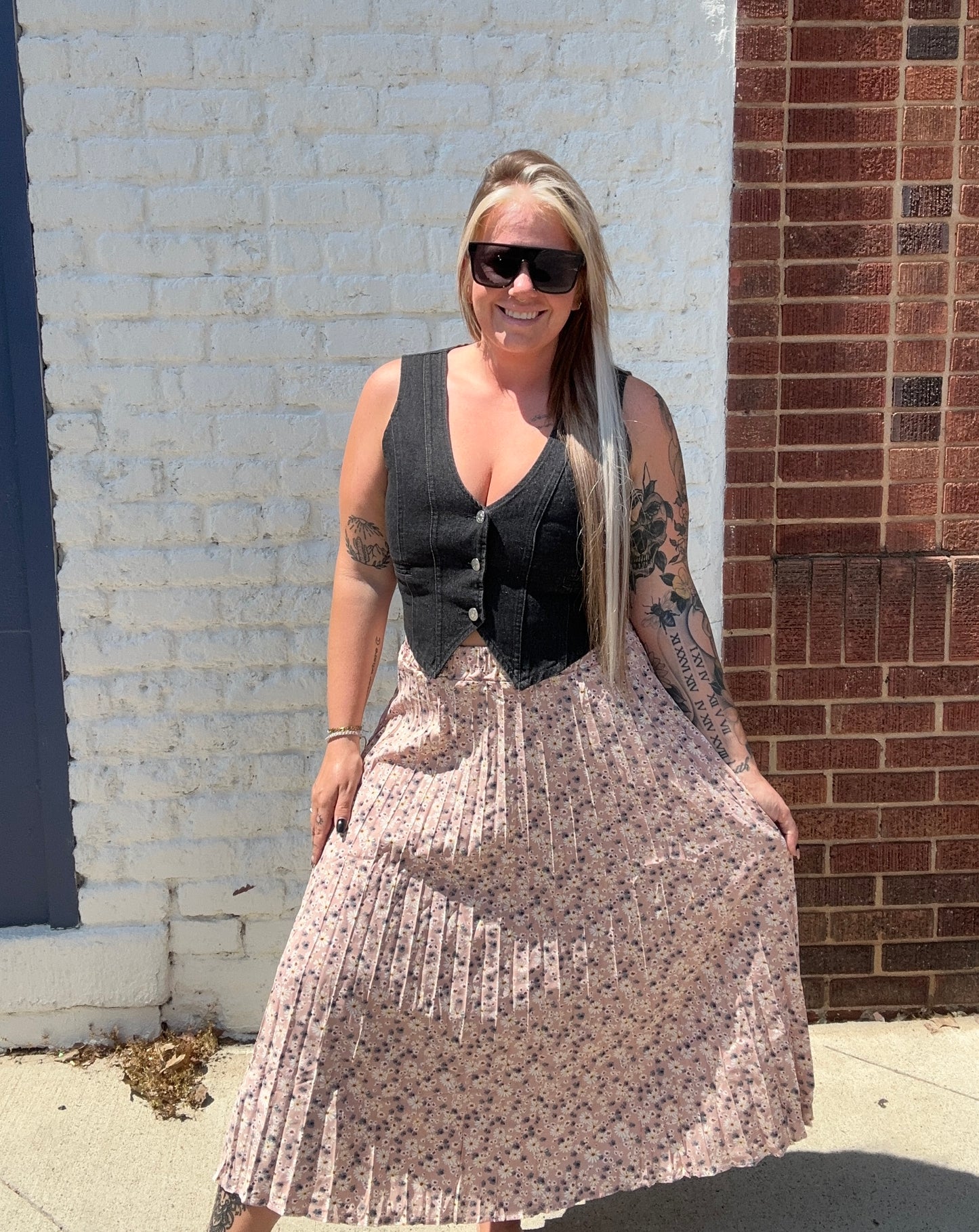 Pleaded Skirt // Pale Pink