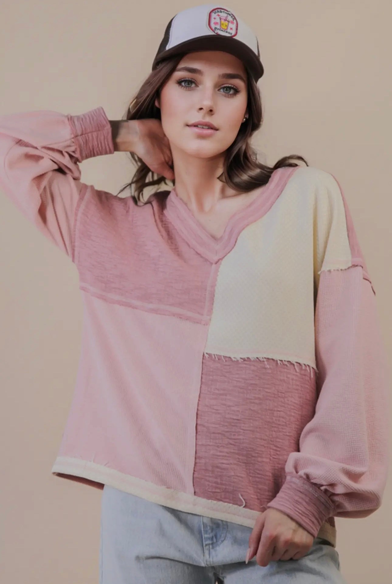 Blush Patch Work Sweater