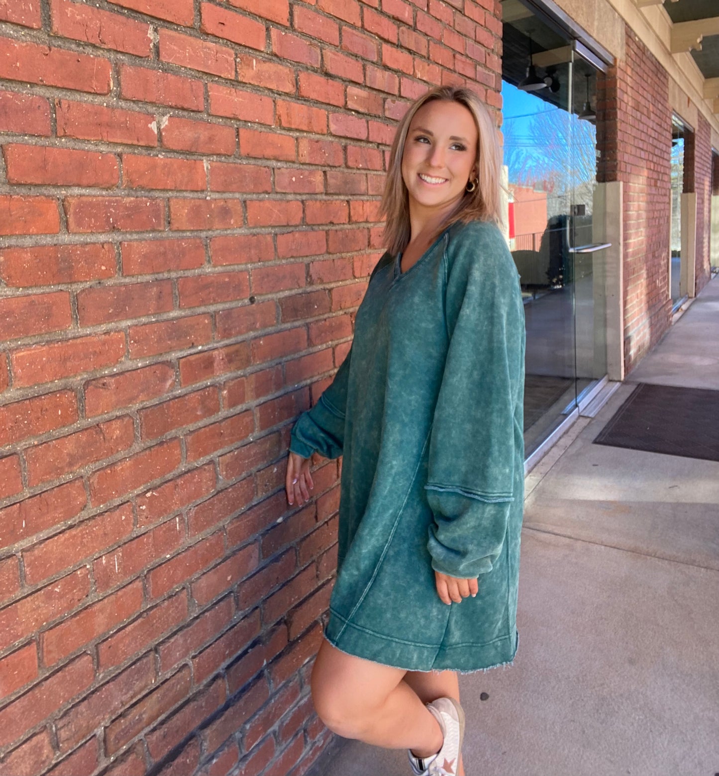 Mineral Washed Oversized A-Line Mini Dress // Forrest