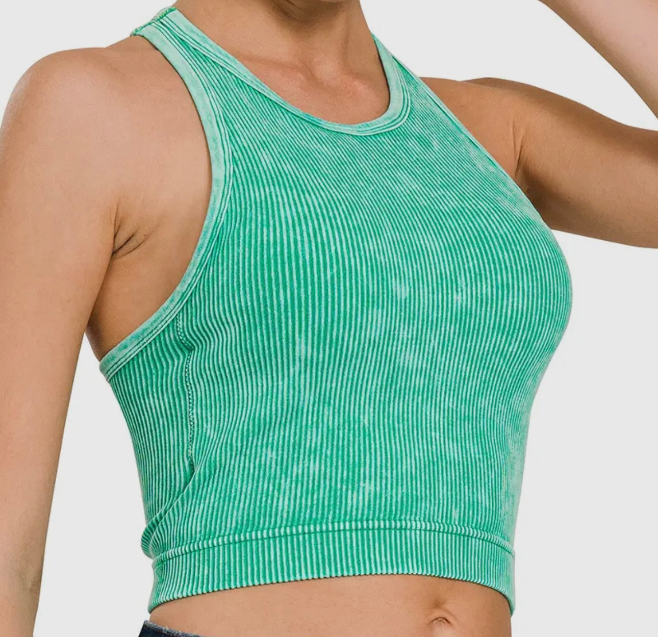 Washed Rib Seamless
Halter Neck Crop Tank // Kelly