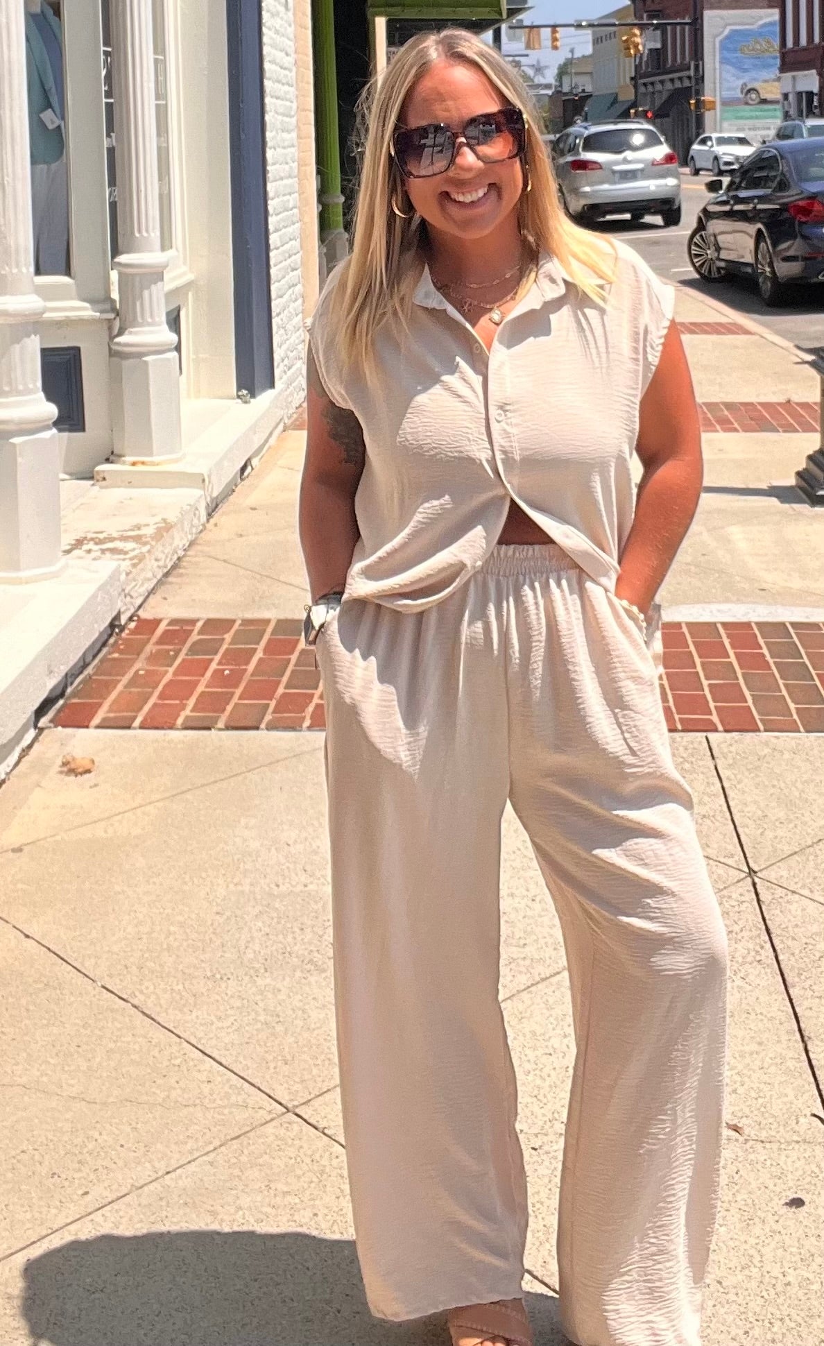 Carolina Waves Button Pants // Cream