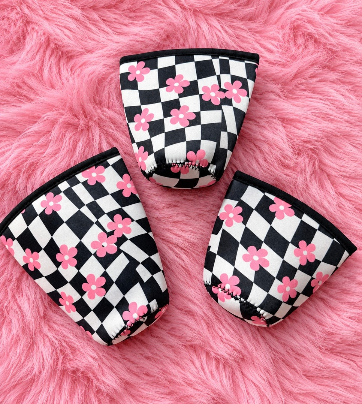Checkered Flower Koozie