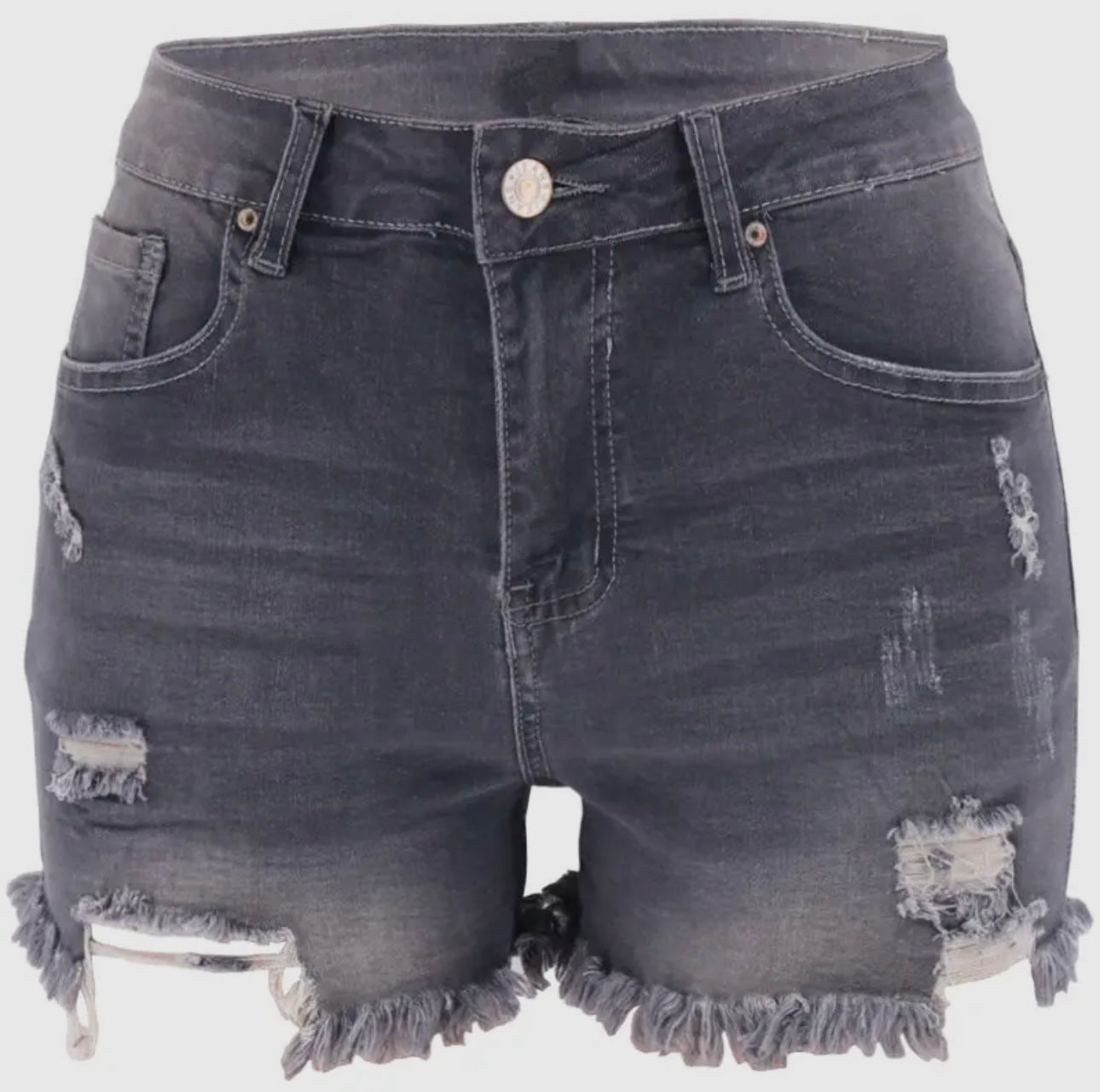 Acid Grey Denim Shorts