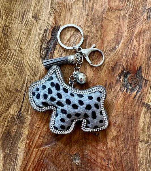 Rhinestone Keychain // Grey Dog