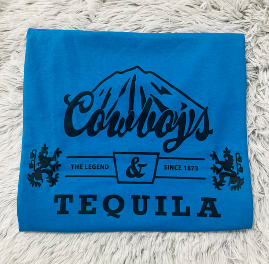 Cowboys & Tequila // Graphic Tee // Blue