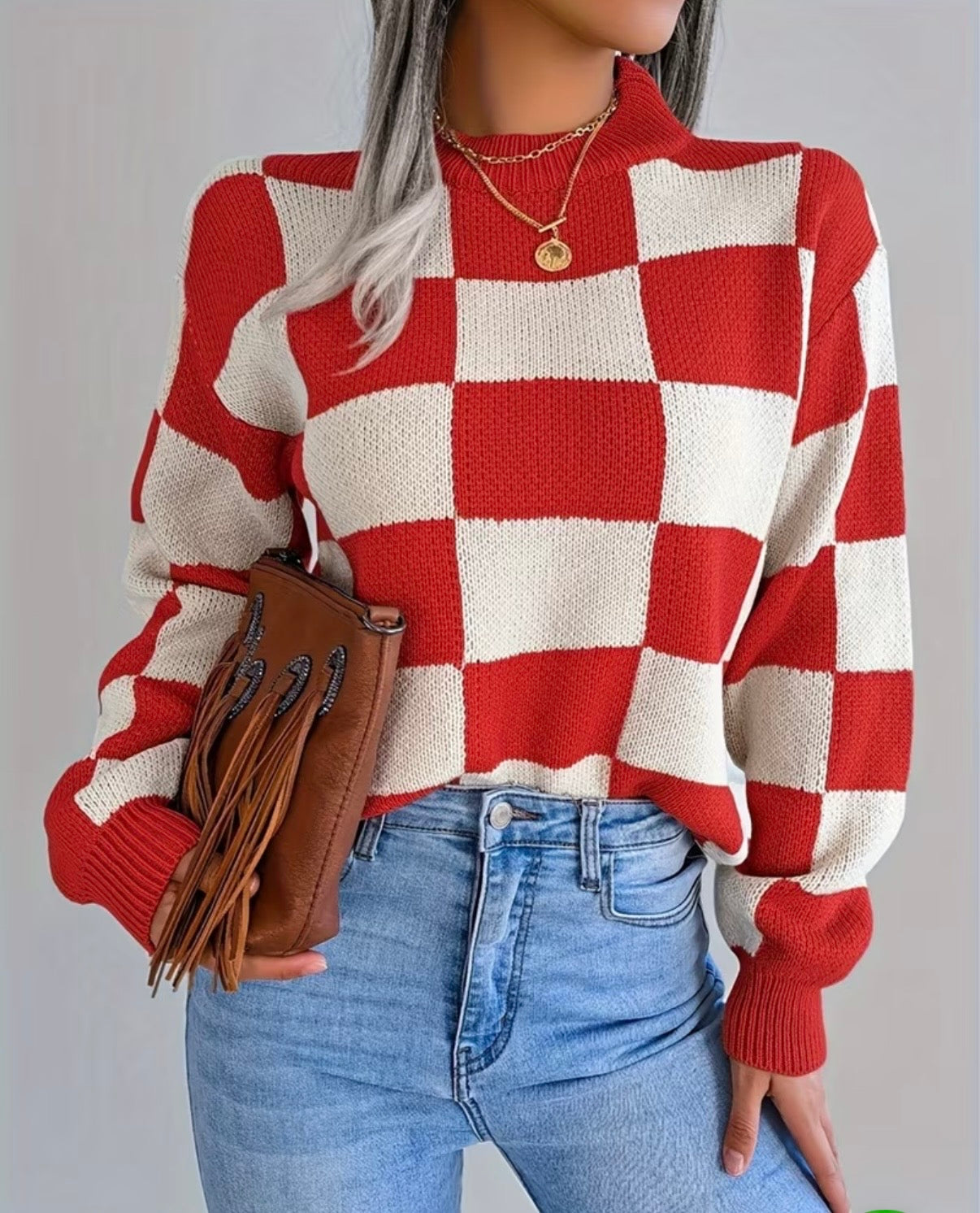 Red Checkered Sweater