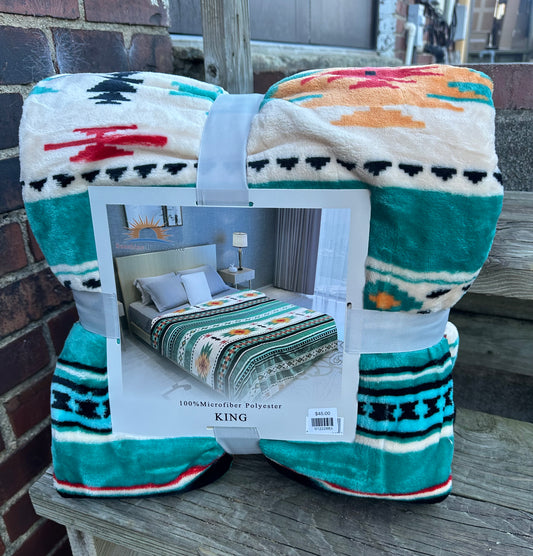 Turquoise Yellow Aztec // King