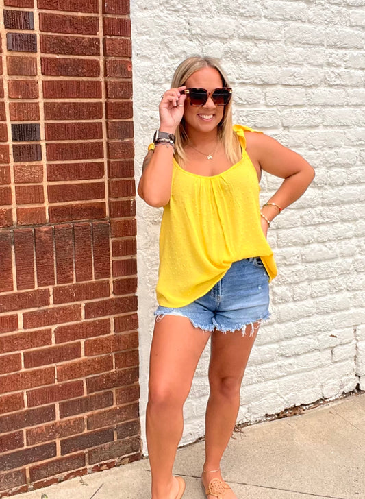 Ruffle Sleeve Woven Top // Sweet Yellow