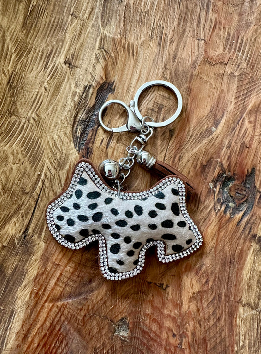 Rhinestone Keychain // Tan Dog