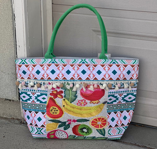 Tropical Fruit Beach Tote
