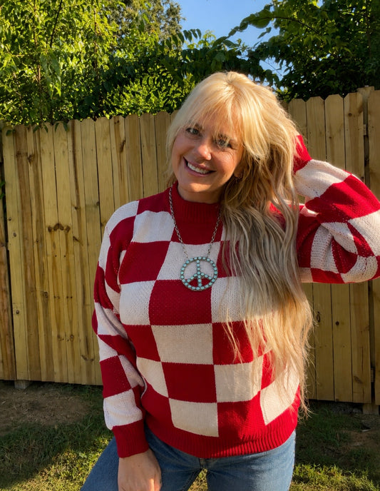 Red Checkered Sweater