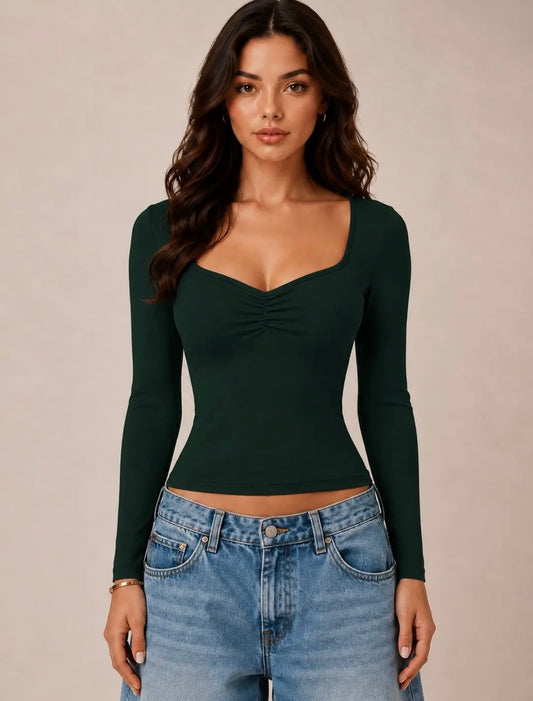 Sweetheart Neckline Top // Pine