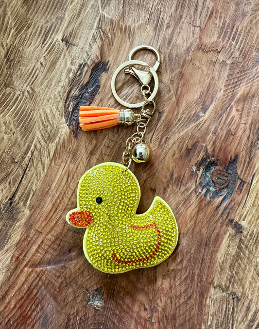 Rhinestone Keychain // Duck