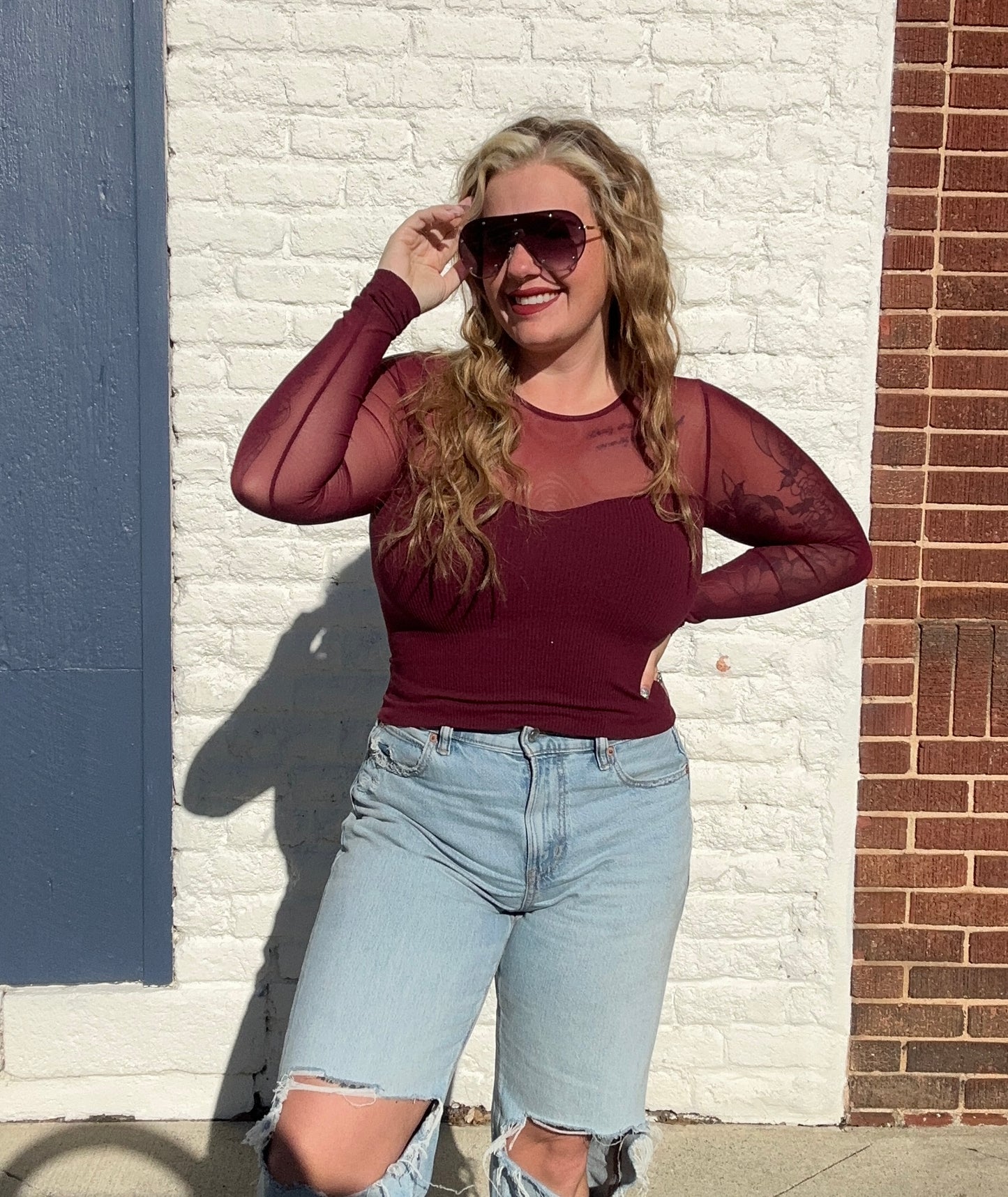 Sheerly Yours Top // Wine