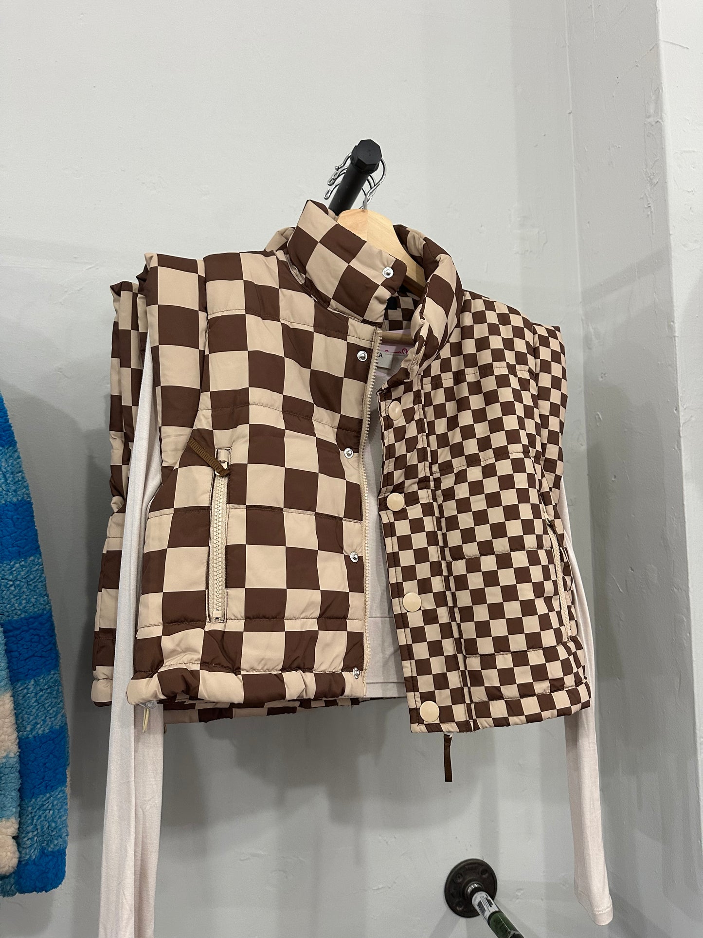 Checked Out Of Reality Vest // Brown