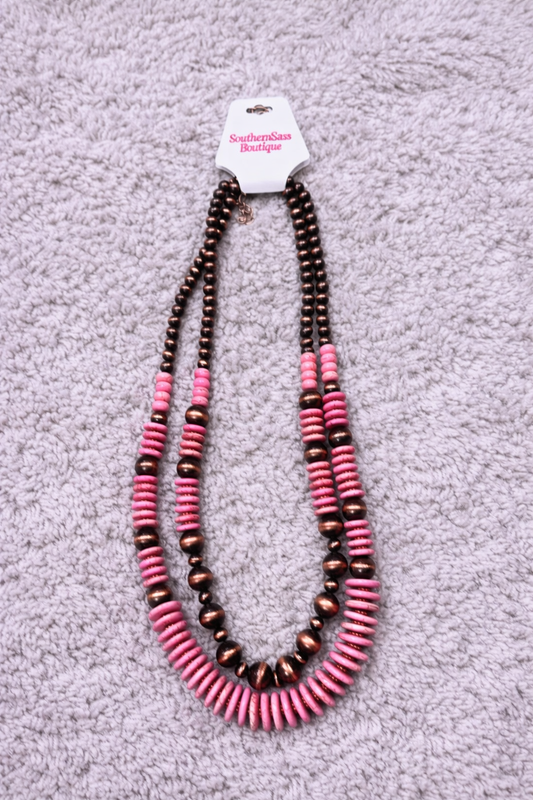 Multi Layered Pink Navajo Necklace