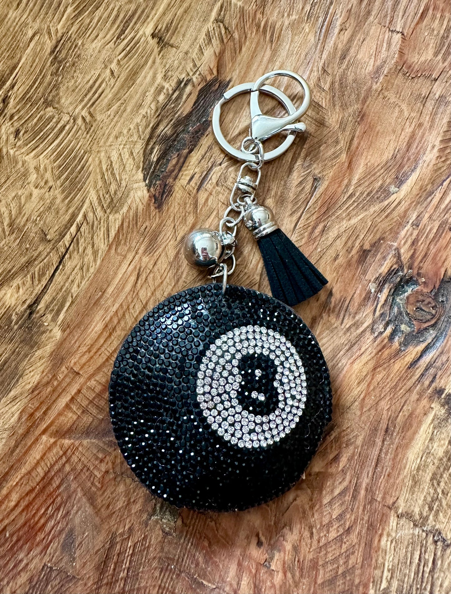 Rhinestone Keychain // Eight Ball