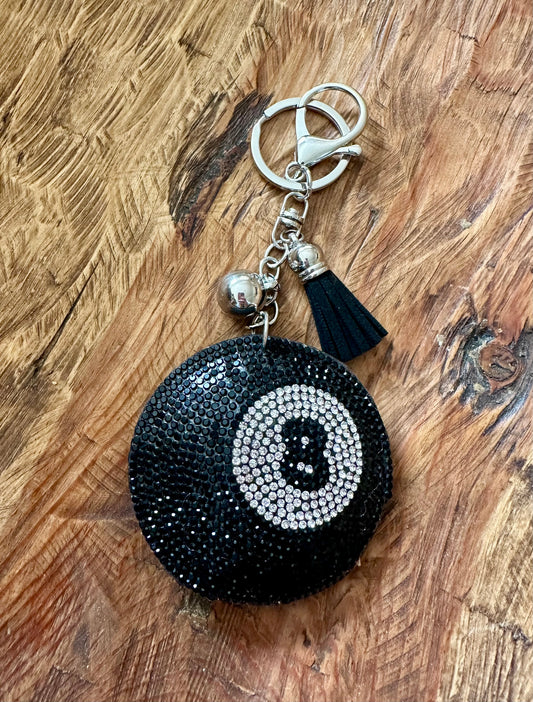 Rhinestone Keychain // Eight Ball