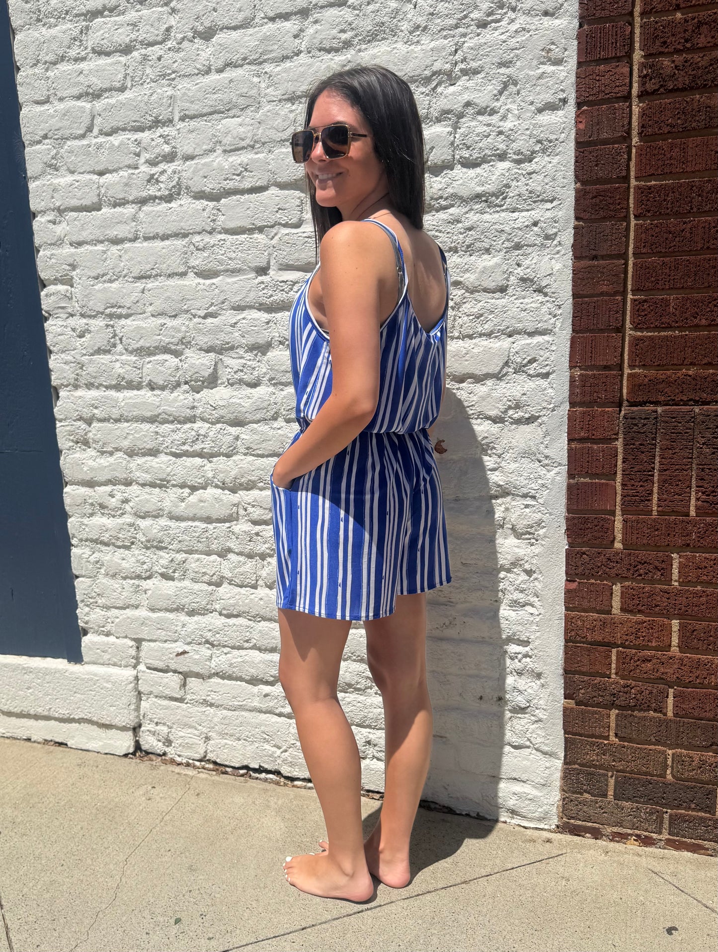 Sweet Summer Stripe Romper // Royal