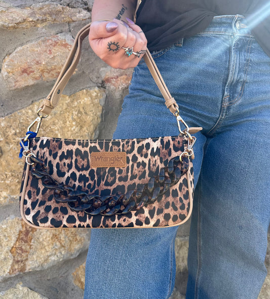Cheetah Wrangler Handbag W/ Chain
