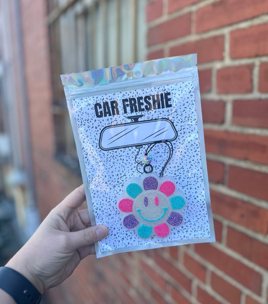 Small Smiley Flower (Purple, Mint + Pink) - Sweater Weather // Car Freshie