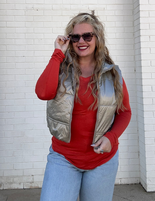 Metallic Taupe Vest