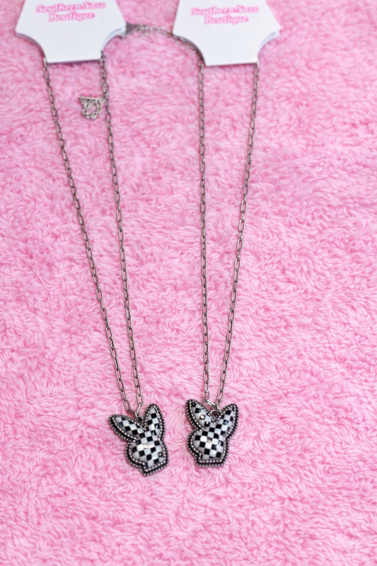 Checkered Playboy Bunny Necklace
