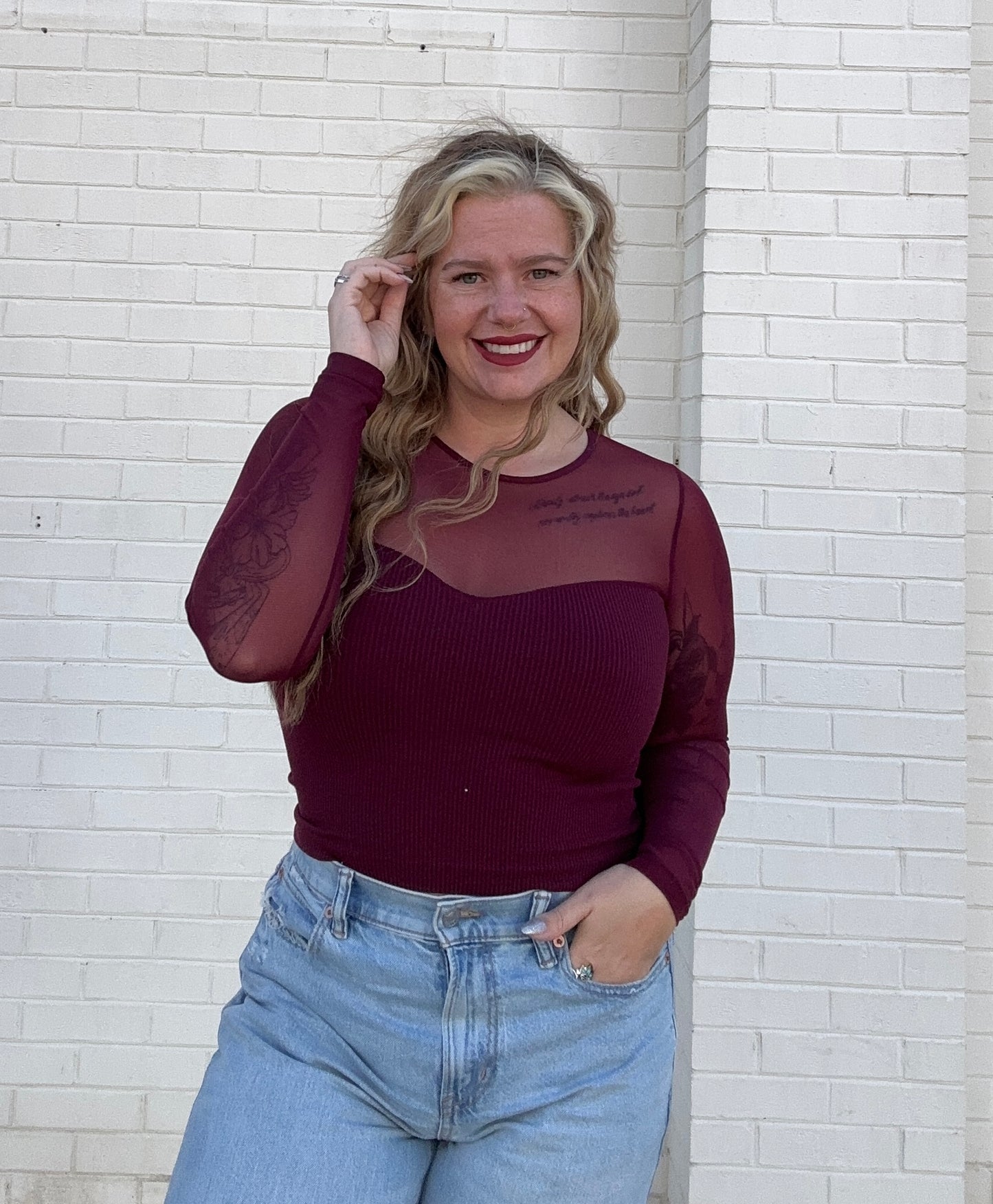 Sheerly Yours Top // Wine