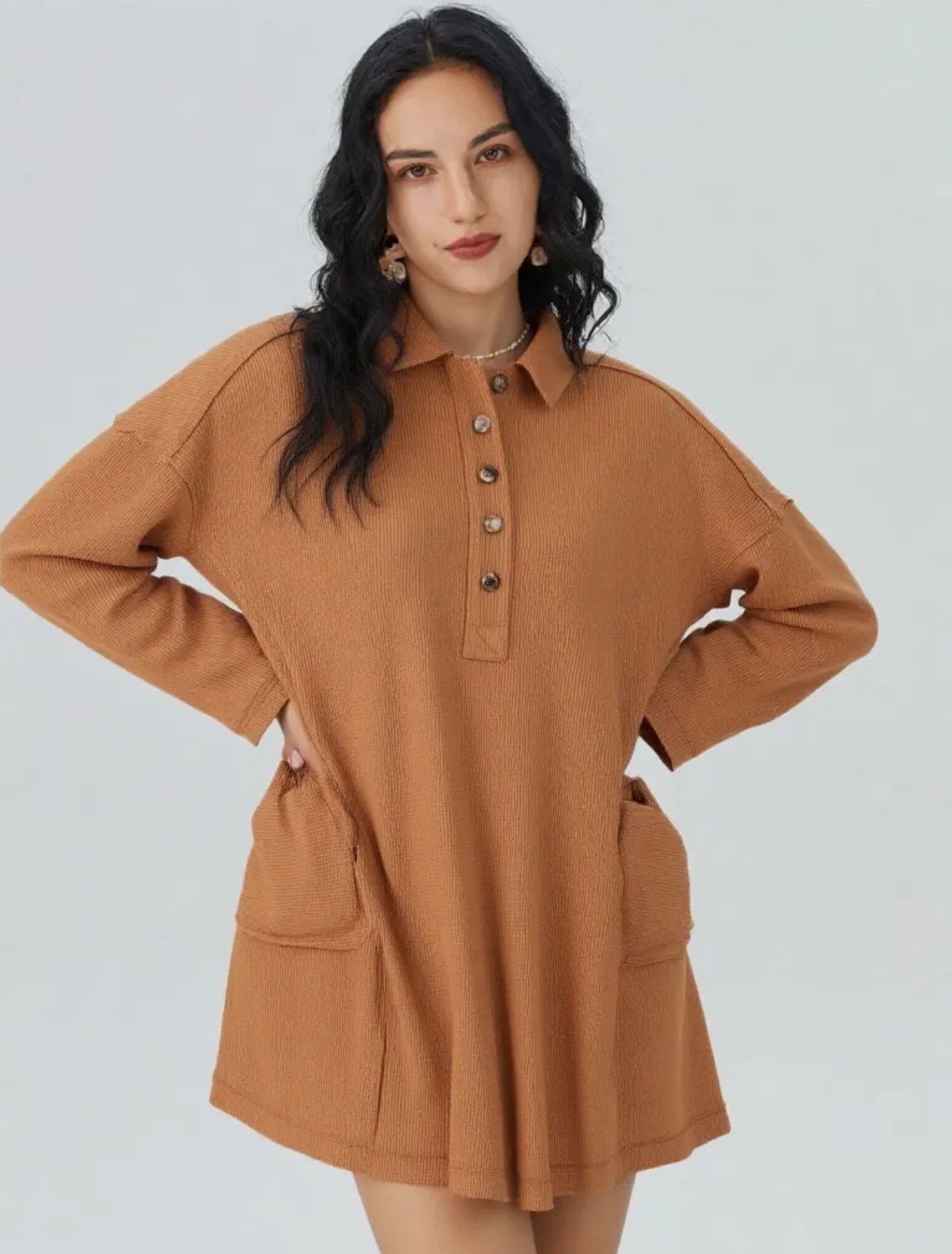 Henley Fleece Dress // Carmel