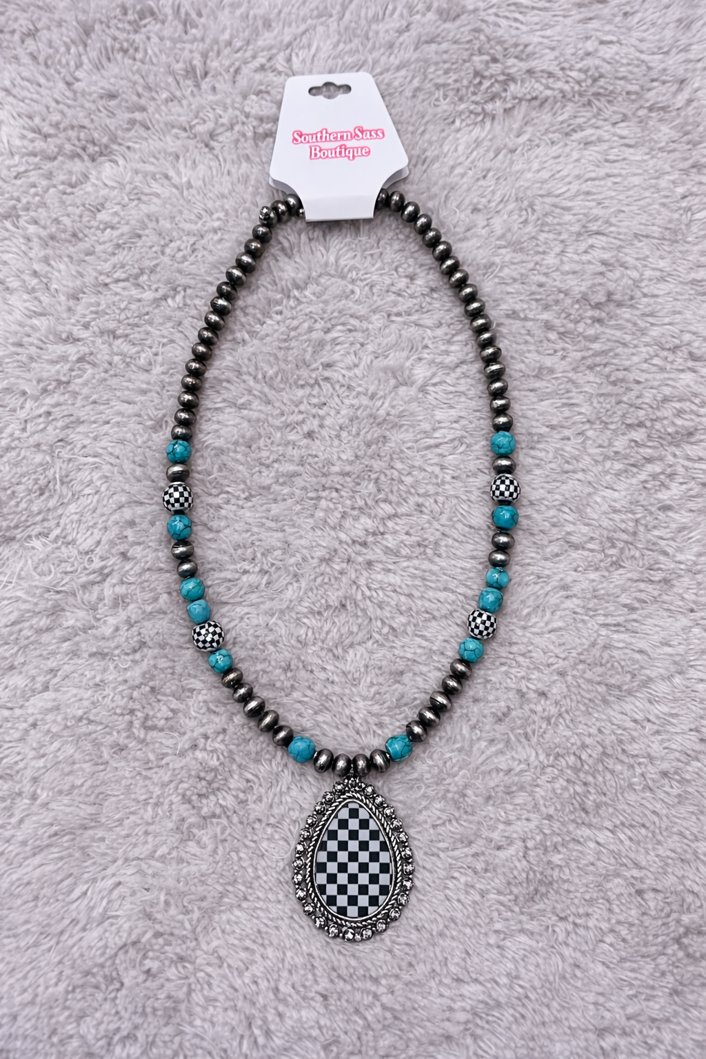 Checkered Pendent Necklace