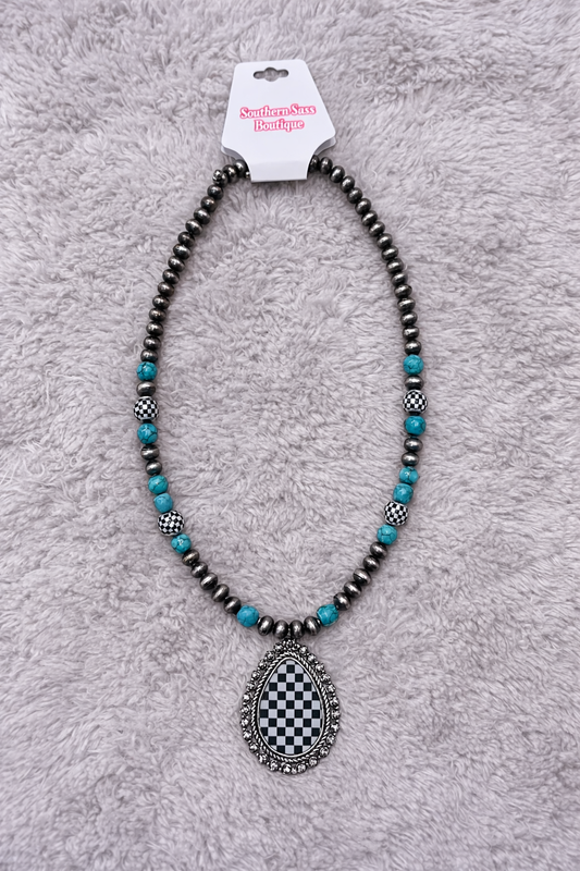 Checkered Pendent Necklace