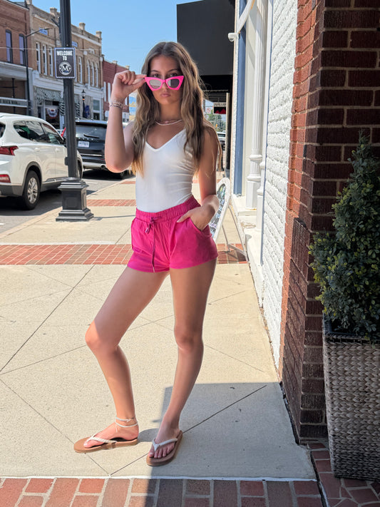 Easy Living Linen Shorts // Pink