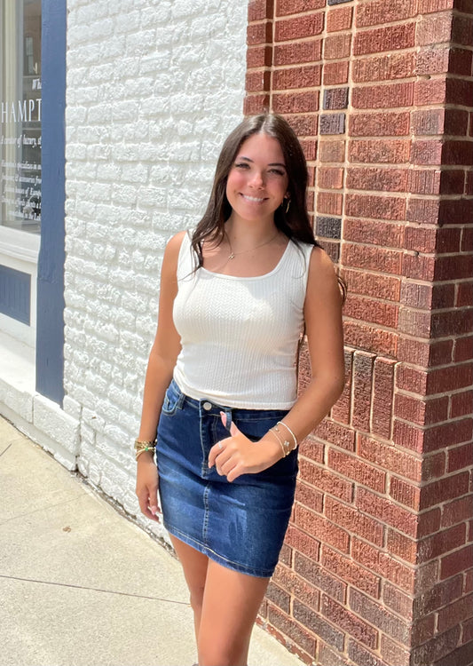 Do Not Disturb Skirt // Dark Wash