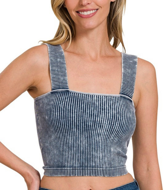 Washed Ribbed Tank // BlackBerry