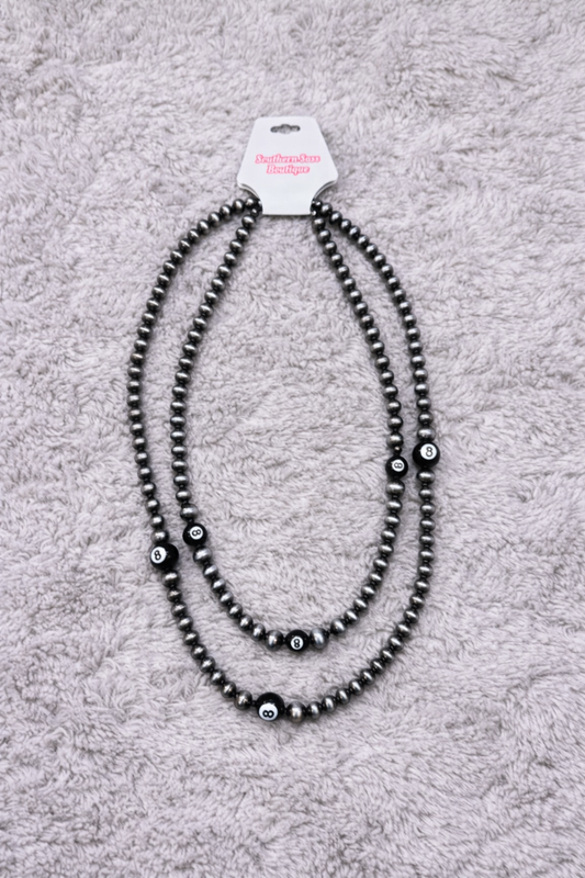 Double Strand EightBall Necklace